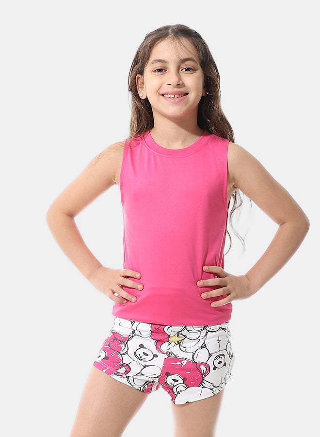 Andora Two Pieces Pijama Set Cut Sleeves and Short_Pink - Image 1