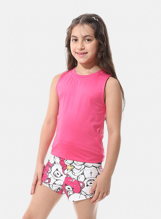 Andora Two Pieces Pijama Set Cut Sleeves and Short_Pink - Image 3