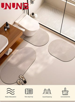 3PCS Absorbent Bath Mat Rug Sets,Quick Drying Mat Silicone Magic Bath Mat Non-slip Floor Rug Rubber Backed For Bathroom Kitchen Shower Sink (50x55+40x80+40x60cm,Gray) - view 4