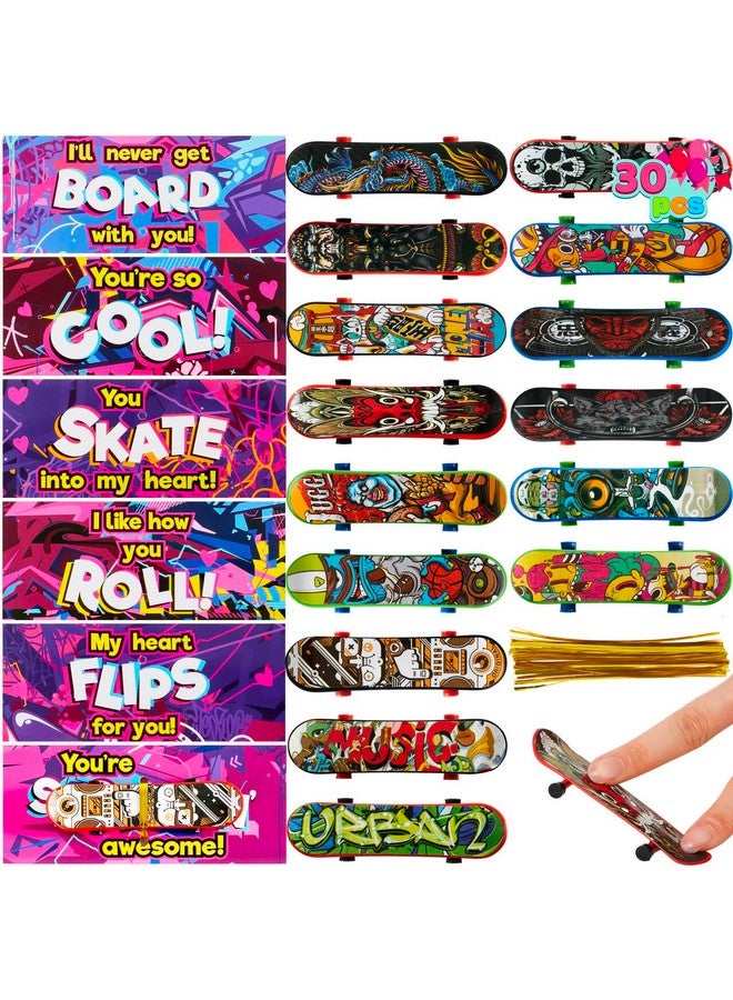 JOYIN 30 Packs Valentine's Day Mini Finger Skateboards with Cards, Classroom Exchange Gift for Kids, Kids Toys Party Favor, Classroom and Holiday Reward Prizes - Image 1