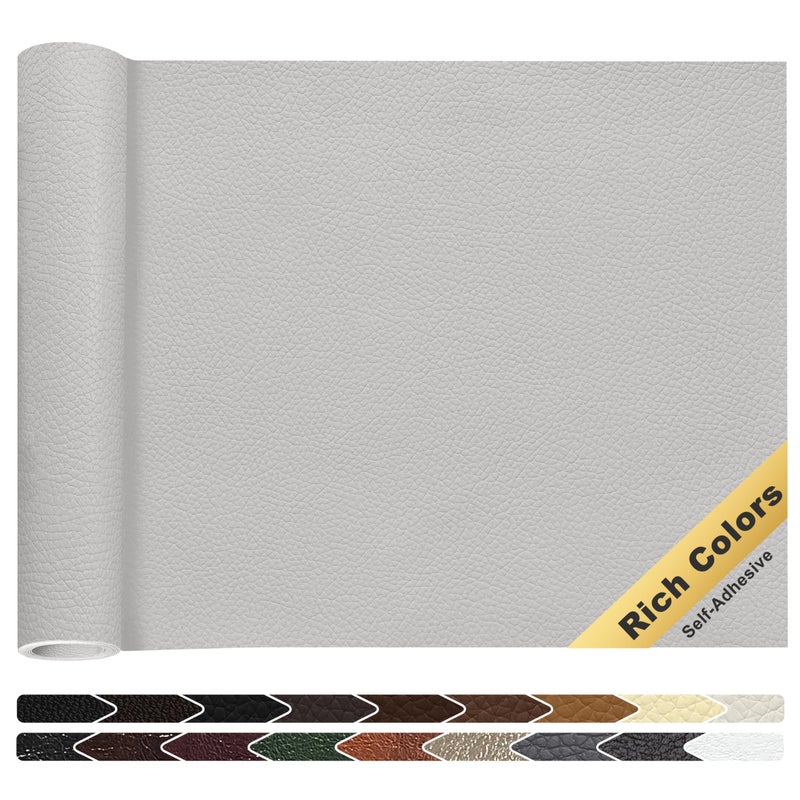 KING MOUNTAIN Leather Repair Patch16 x 60 Inches self Adhesive Leather Repair Tape for Damaged Leather Furniture Sofa SeatingCar Seats Leather GoodsLight Grey