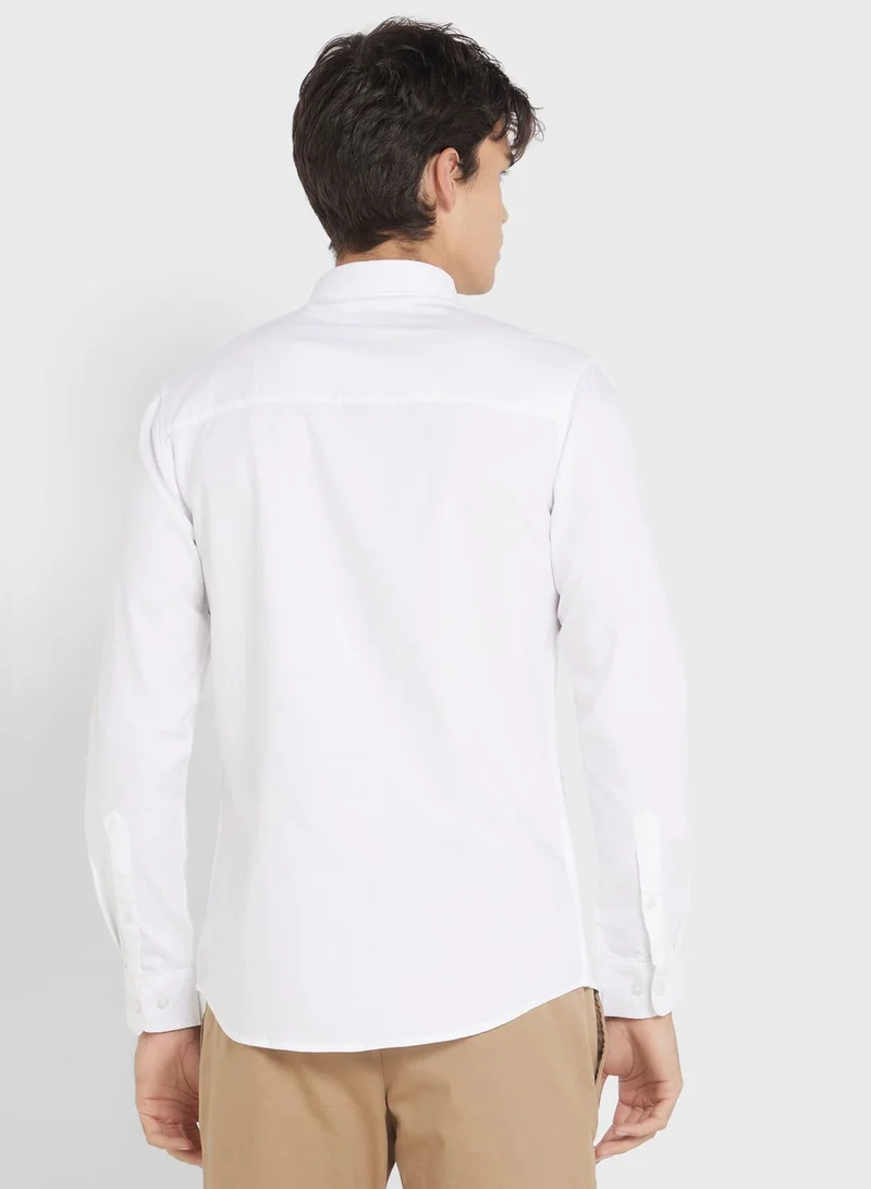 Robert Wood White Classic Slim Fit Casual Cotton Shirt