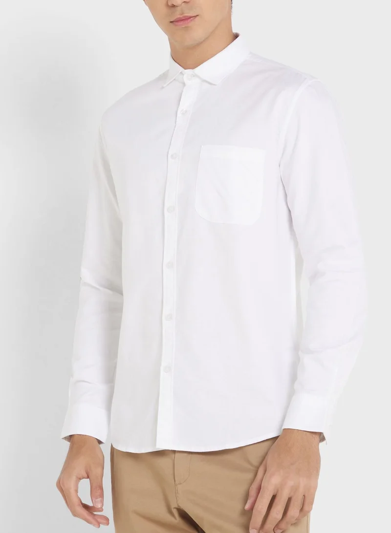 Robert Wood White Classic Slim Fit Casual Cotton Shirt