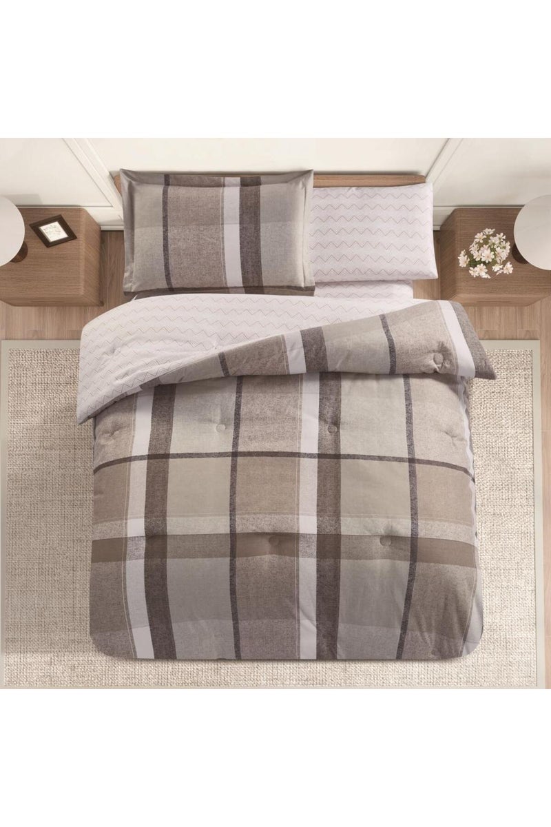 ميلين طقم مفرش سرير صيفي مفرد ونص - 4 قطع - يناسب سرير بمقاس 200x120 - ليتون - بيج - سكري - Image 2