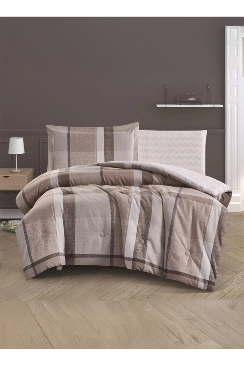 ميلين طقم مفرش سرير صيفي مفرد ونص - 4 قطع - يناسب سرير بمقاس 200x120 - ليتون - بيج - سكري - Image 1