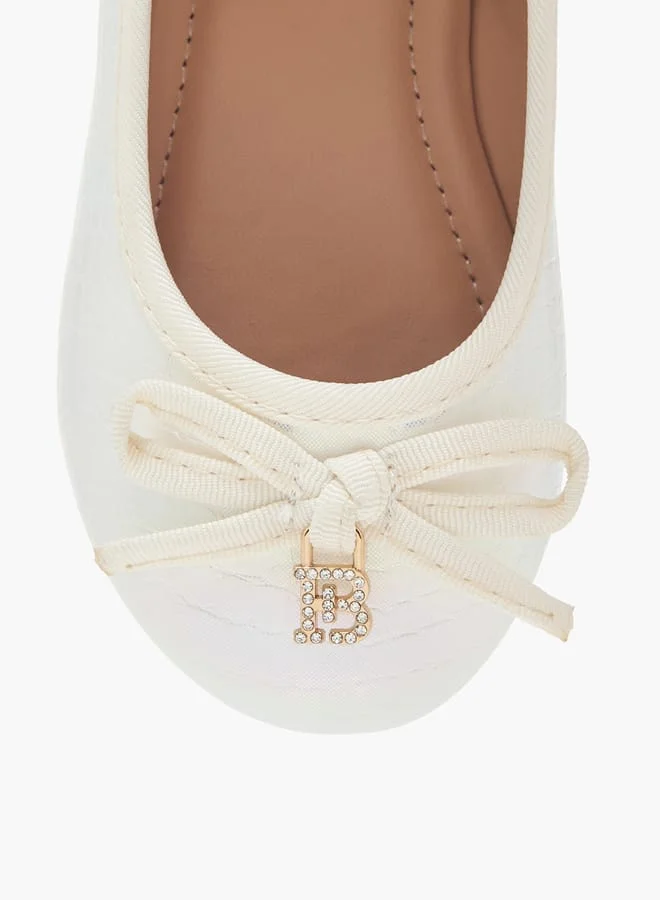 Flora Bella By Shoexpress Girls Bow Embellished Ballerina Shoes With Elastic Strap Detail