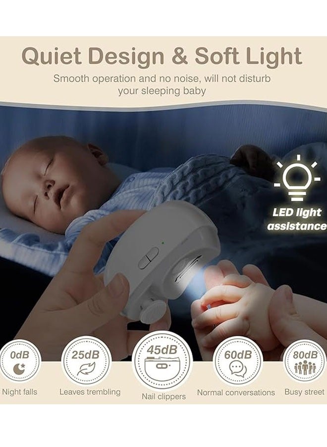 BOUND MOAT مقص أظافر كهربائي مع ضوء، 2 في 1، مبرد أظافر كهربائي تلقائي، قاطع ومبرد أظافر بتصميم 2 في 1، قابلة لإعادة الشحن عبر USB، آمنة لتقليم أظافر الأطفال، والكبار، وكبار السن (لون أبيض) - Image 5