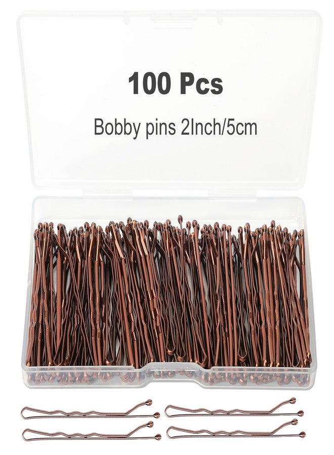 Zuolabty 100Pcs Bobby Pins Brown, Hair Pins Kit for Women Girls Kids, Premium Wavy Brown Bobby Pins Hair Clips with Storage Box,Suitable for All Hair Types (2inch) - Image 1