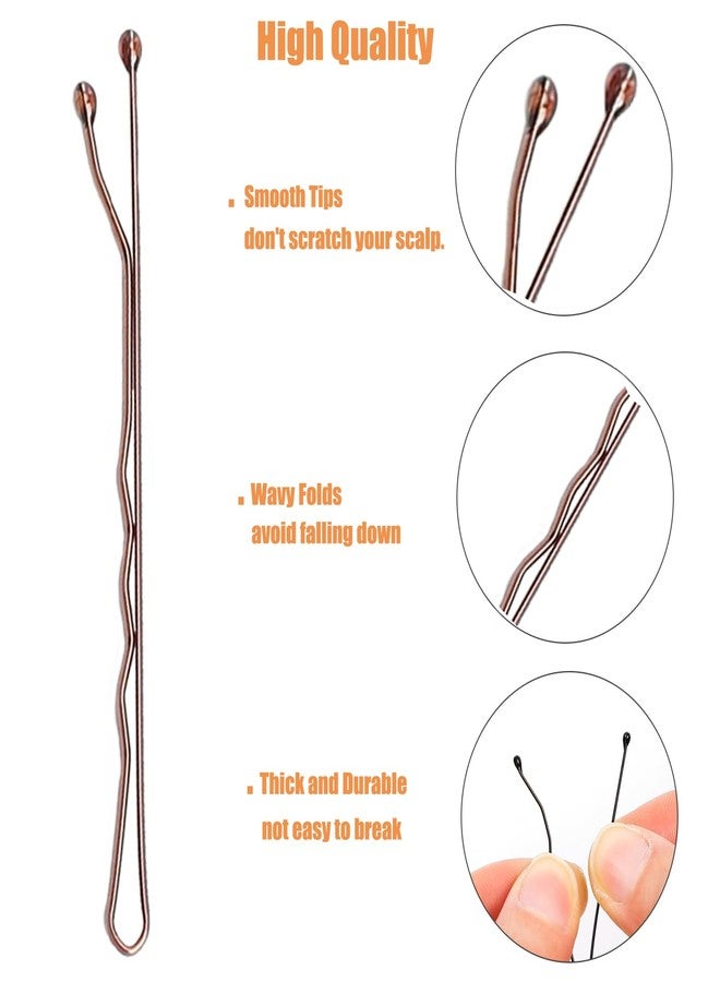 Zuolabty 100Pcs Bobby Pins Brown, Hair Pins Kit for Women Girls Kids, Premium Wavy Brown Bobby Pins Hair Clips with Storage Box,Suitable for All Hair Types (2inch) - Image 3
