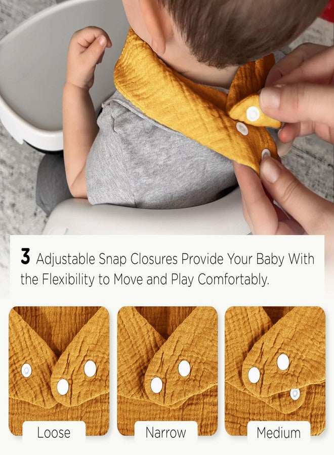 موذرلي مريلة ماذرلي للأطفال من عمر 0 إلى 6 أشهر - مريلة أطفال من الموسلين الناعم، مرايل قابلة للتعديل وماصة للأطفال حديثي الولادة حتى عمر 12 شهرًا للأولاد والبنات (متعددة الألوان، عبوة من 5 قطع) - Image 3