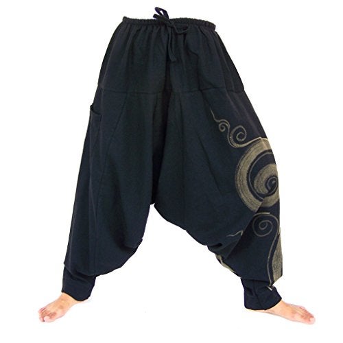Siamrose, Yoga Harem Lounge Baggy Pants Women Men, Aladdin Boho Trousers, One Size, Black - Image 1
