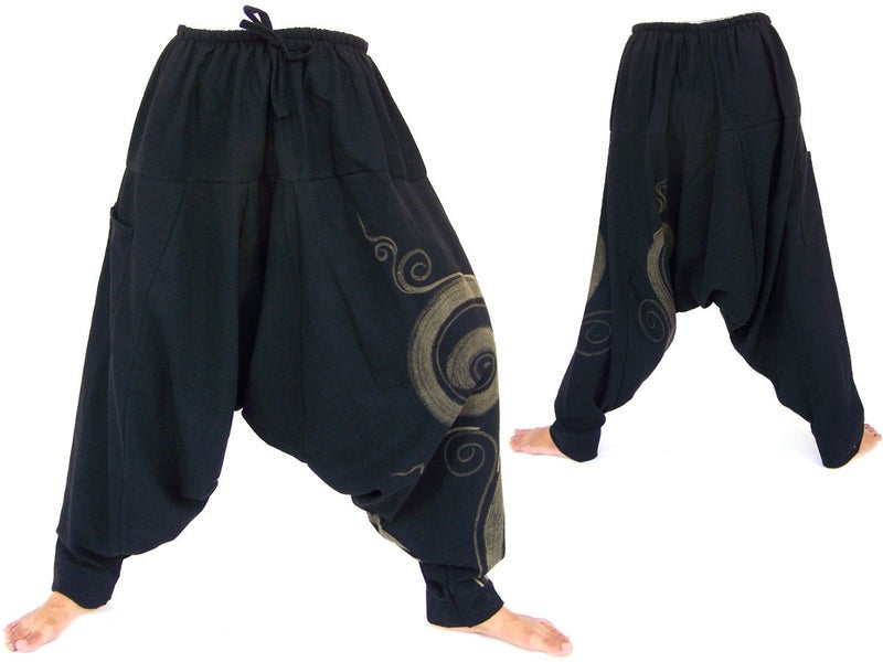 Siamrose, Yoga Harem Lounge Baggy Pants Women Men, Aladdin Boho Trousers, One Size, Black - Image 2