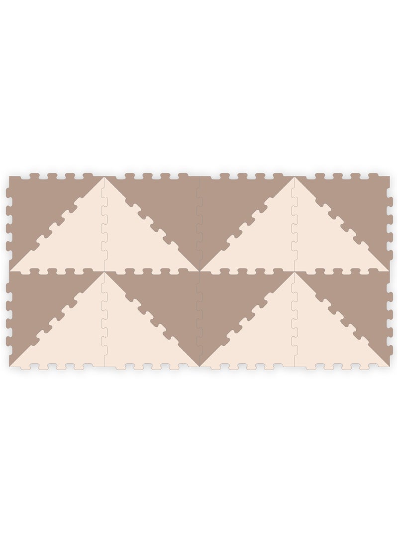 Sunta 2 Colours Triangle Puzzle Floor Mat - Brown - 16 pcs  - Image 1