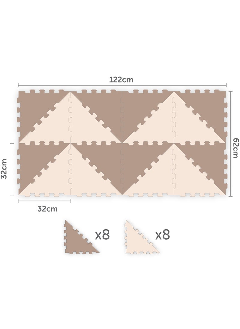 Sunta 2 Colours Triangle Puzzle Floor Mat - Brown - 16 pcs  - Image 2