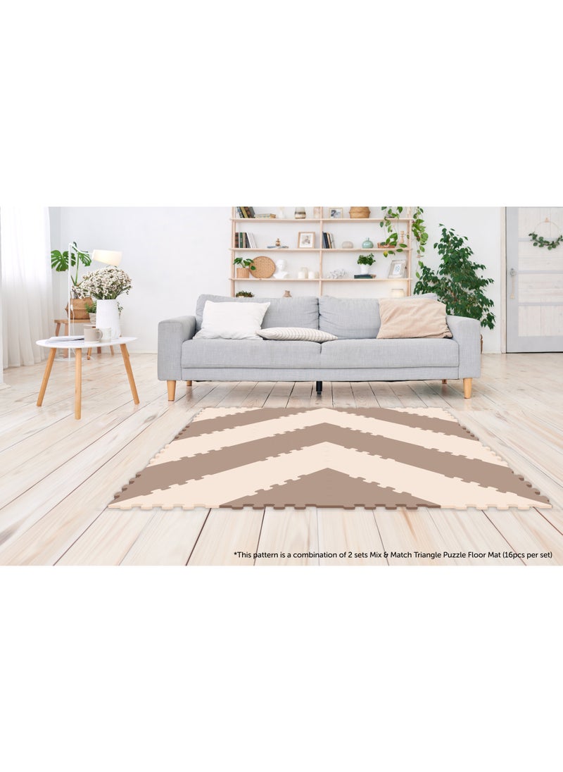 Sunta 2 Colours Triangle Puzzle Floor Mat - Brown - 16 pcs  - Image 3
