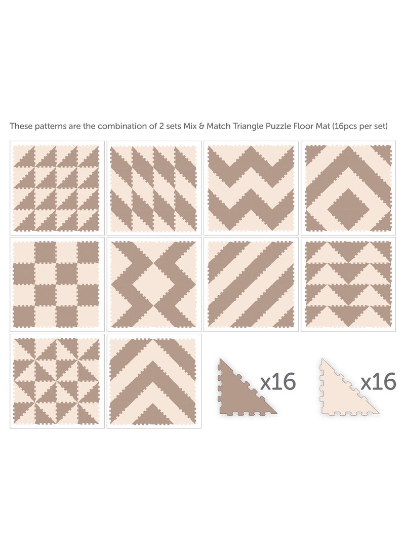 Sunta 2 Colours Triangle Puzzle Floor Mat - Brown - 16 pcs  - Image 4