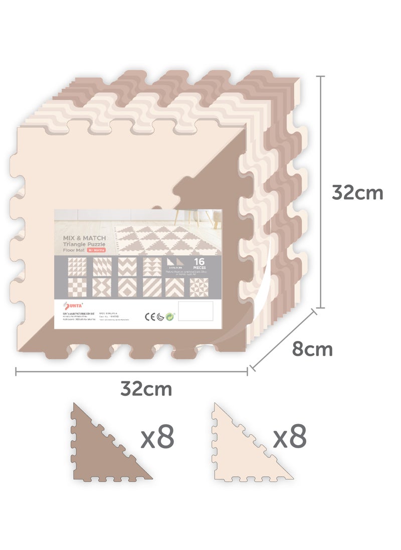 Sunta 2 Colours Triangle Puzzle Floor Mat - Brown - 16 pcs  - Image 5