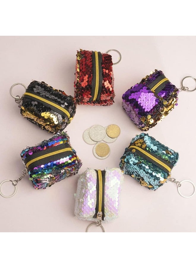 klarako 12pcs Sequin Coin Purses Mini Wallets Pouches Sequins Bags Keychain Bag Charm Pendant Birthday Party Favors Gifts  - Image 2