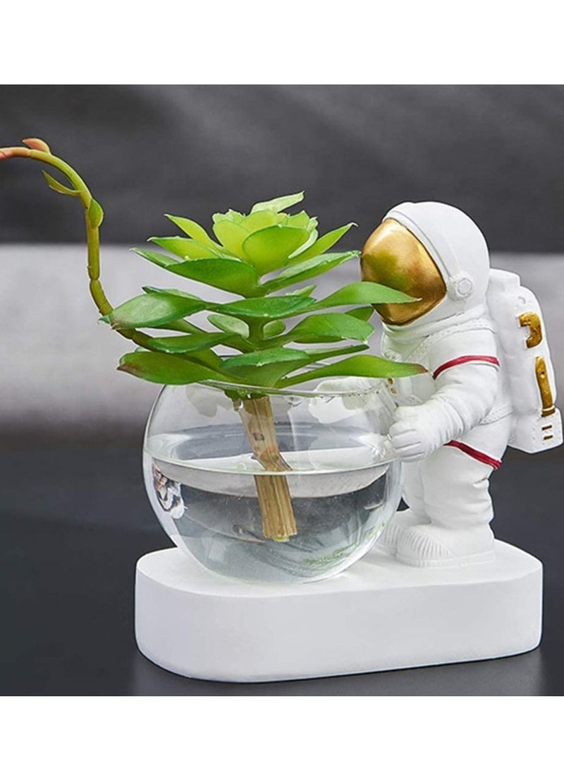 KASTWAVE مزهرية رائد فضاء مزهرية زجاجية رائد فضاء ريزين للزراعة المائية مزهريات أزهار بإضاءة ليد تصميم نوردك عصري وعاء أزهار نبتة عصارية ديكور إبداعي أبيض للمكتب والمنزل - Image 4