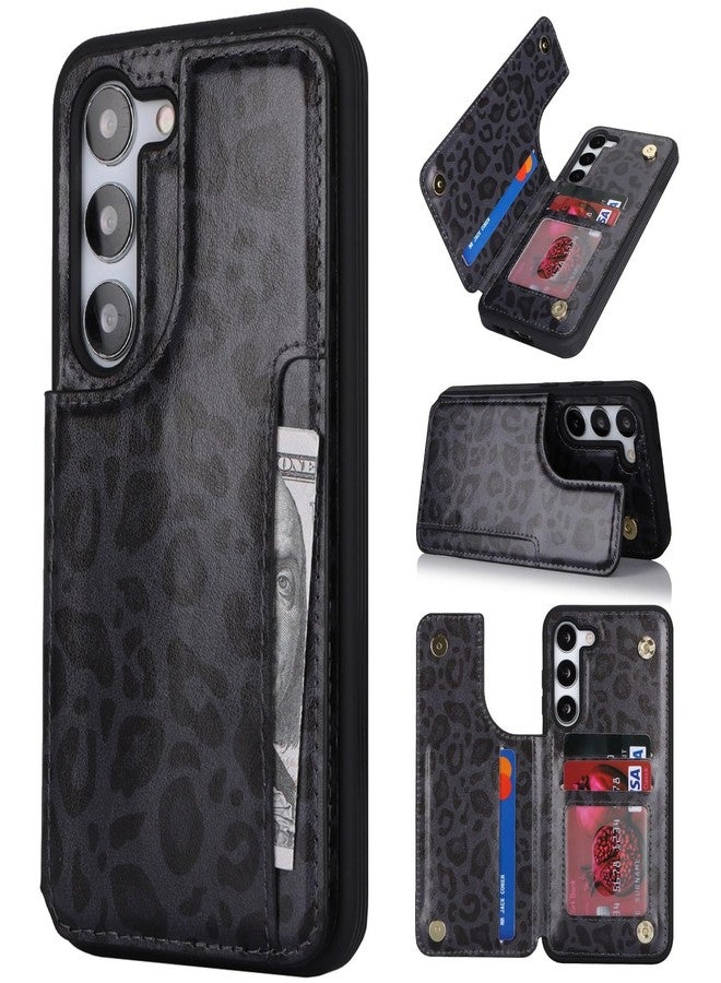 iCoverCase Compatible with Samsung Galaxy S23 Plus Case with Card Holder, S23 Plus Wallet Case for Women Men [RFID Blocking] PU Leather Protective Phone Case for S23 Plus 5G (Black Leopard) - Image 1