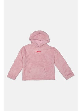 Kids Girl Brand Logo Long Sleeve Hoodies, Pink