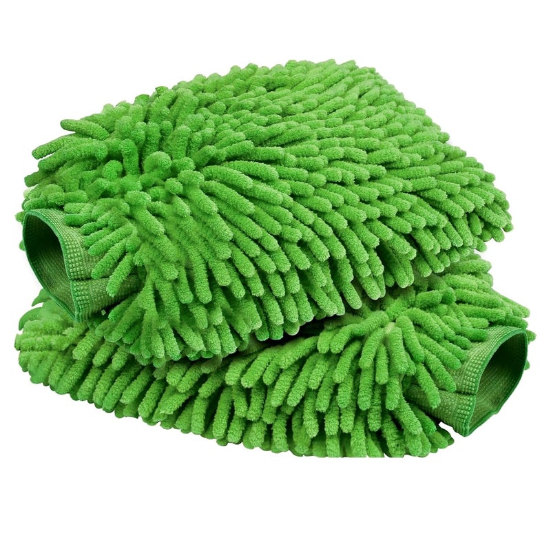 Kuber Industries Pack of 2 Multipurpose Microfiber Glove Duster for Home Cleaning Soft Reusable Dusting ClothDust Cleaner Ideal for Fans Cars Sofas Furniture Plain Green - Image 1
