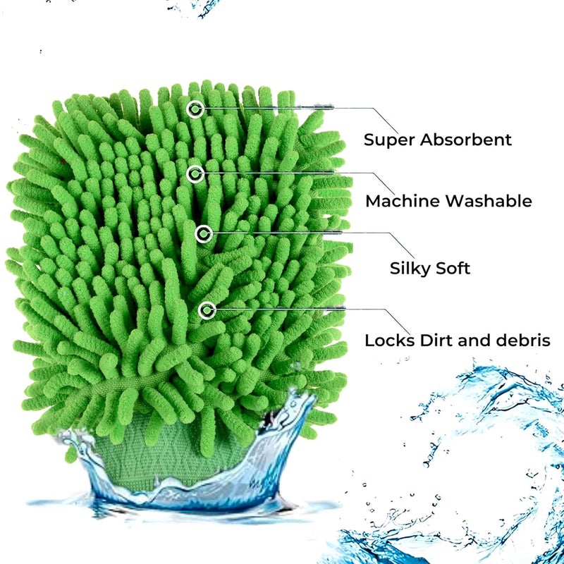 Kuber Industries Pack of 2 Multipurpose Microfiber Glove Duster for Home Cleaning Soft Reusable Dusting ClothDust Cleaner Ideal for Fans Cars Sofas Furniture Plain Green - Image 5