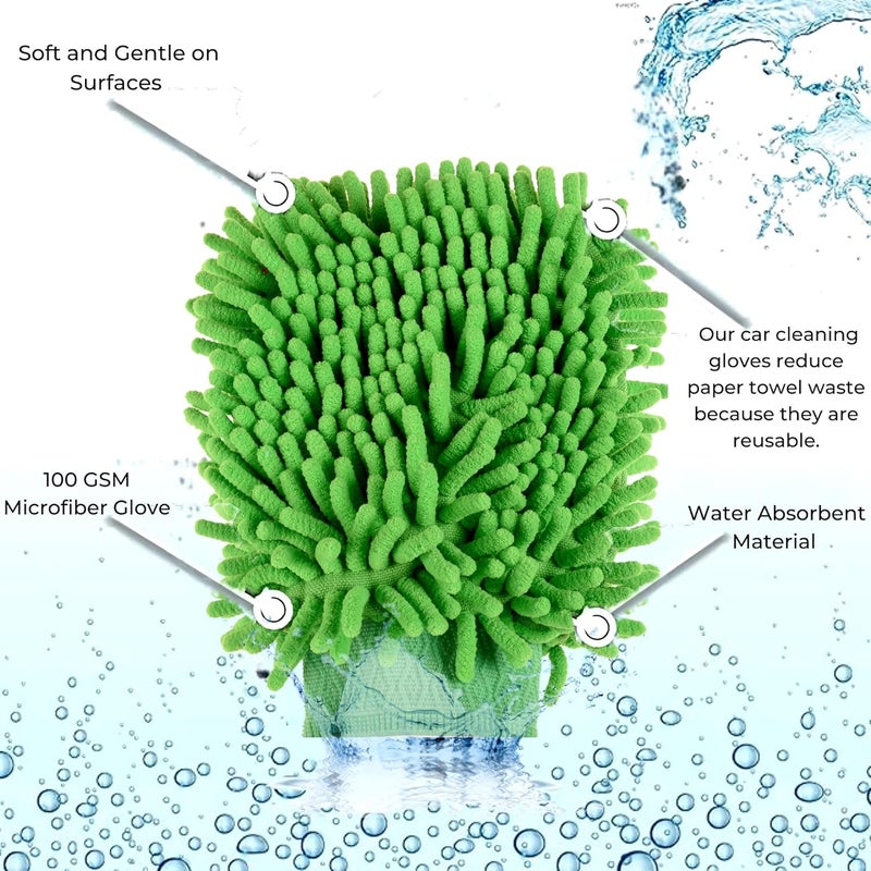 Kuber Industries Pack of 2 Multipurpose Microfiber Glove Duster for Home Cleaning Soft Reusable Dusting ClothDust Cleaner Ideal for Fans Cars Sofas Furniture Plain Green - Image 4