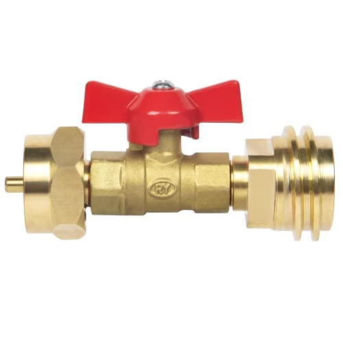 GASPRO Upgraded 1 lb Propane Tank Adapter with Valve, 20 lb to 1lb Converter, Hook Up Small Propane Tanks When 20lb Ran Out, Solid Brass - Image 1
