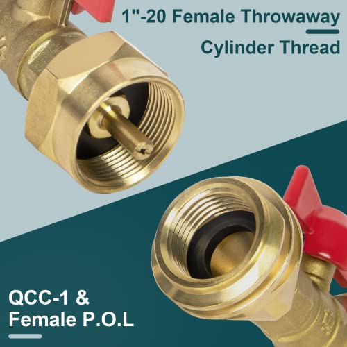 GASPRO Upgraded 1 lb Propane Tank Adapter with Valve, 20 lb to 1lb Converter, Hook Up Small Propane Tanks When 20lb Ran Out, Solid Brass - Image 2