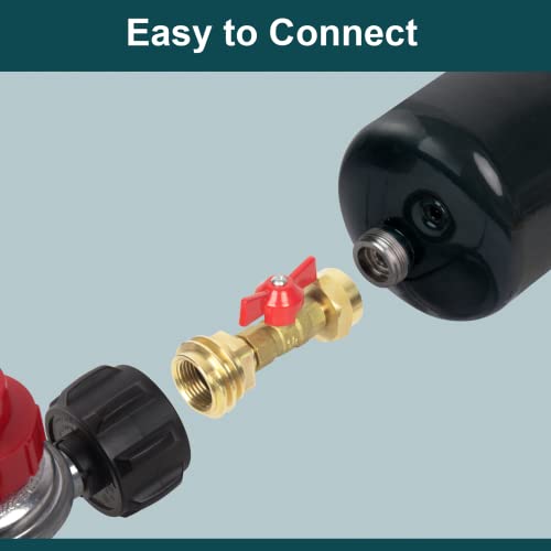 GASPRO Upgraded 1 lb Propane Tank Adapter with Valve, 20 lb to 1lb Converter, Hook Up Small Propane Tanks When 20lb Ran Out, Solid Brass - Image 4