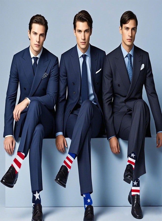 سي ان او ام جي جوارب cnomg بثلاثة أزواج من جوارب العلم الأمريكي للرجال والنساء، هدايا يوم الحرية الوطني، مزينة بالنجوم والخطوط، جوارب مثالية لحفلات الزفاف ورفقاء العريس - Image 5