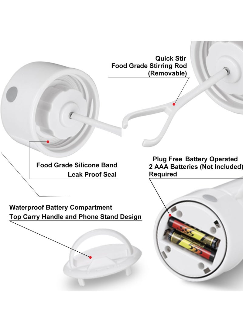 Barakah كوب ذاتي التحريك يعمل بالبطارية، كوب تحريك كهربائي تلقائي، كوب قهوة زجاجي بسعة 300 مل مع غطاء ومقبض للمكتب، المنزل، السفر، الحليب، البروتين، الشوكولاتة، العصير - Image 3
