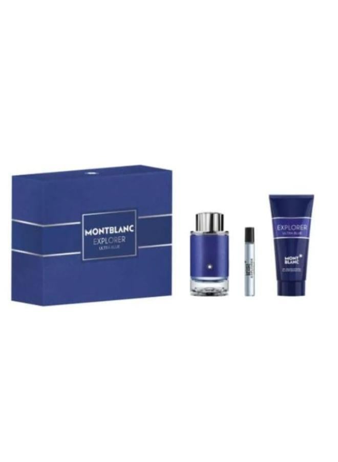 مجموعة إكسبلورر ألترا بلو للرجال ماء عطر 100 مل، ماء عطر بحجم السفر 7.5 مل، وجل استحمام 100 مل