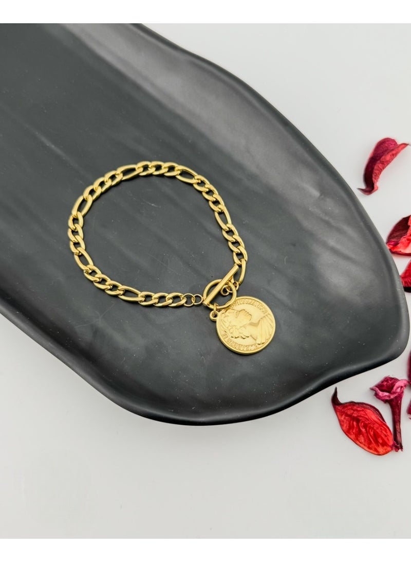 Gold Stainless Steel Bracelet for Women – Elegant Waterproof Anti-Tarnish Adjustable Fashion Bangle Jewelry Gift for Girls & Ladies
