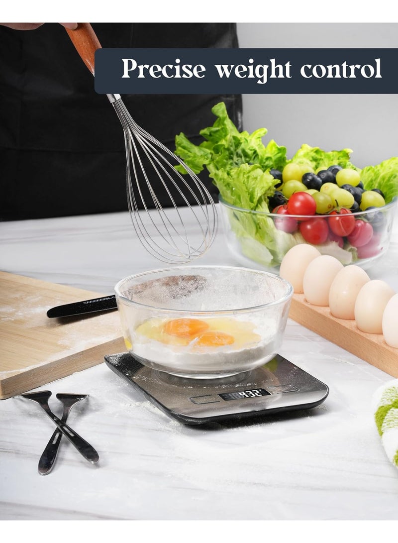 Rechargeable Digital Kitchen Food Scale 5kg with LCD Display, USB Charging Weight Scale with Tare Function, 304 Stainless Steel Precision Scale for Baking, Cooking and Meal Preparation - Image 3