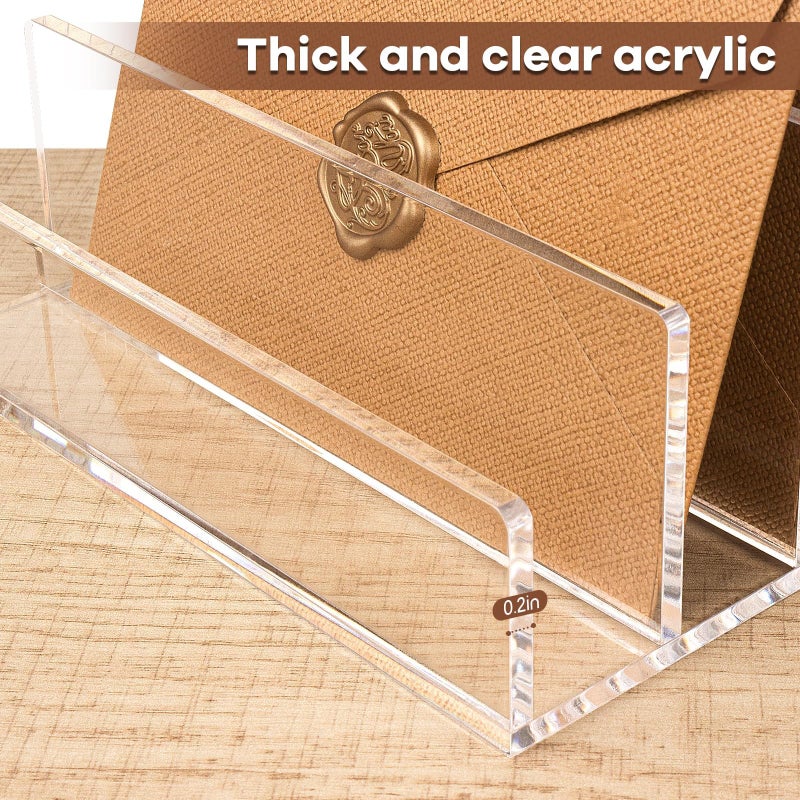 Hisize Acrylic Mail Organizer File Sorters for Desk,3-Section Laddered Desktop Vertical Letter Holder,Desk Organizer Workspace Organizer - Image 3