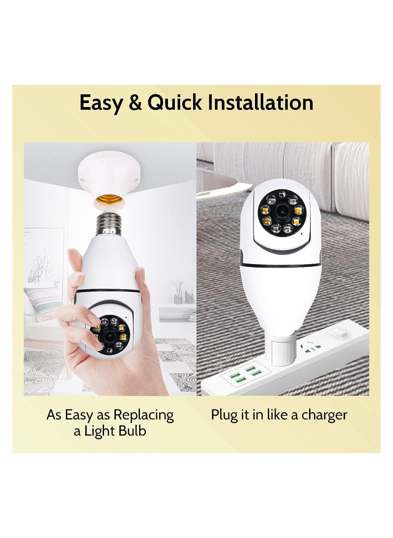 Eworld - Set of 4 Wireless Waterproof Light Bulb Cameras with 360 Degree E27 Bulbs, 128GB Memory Cards, Human Motion Detection, and Alarm, Advanced Outdoor Surveillance Security Cameras for Home. - Image 1