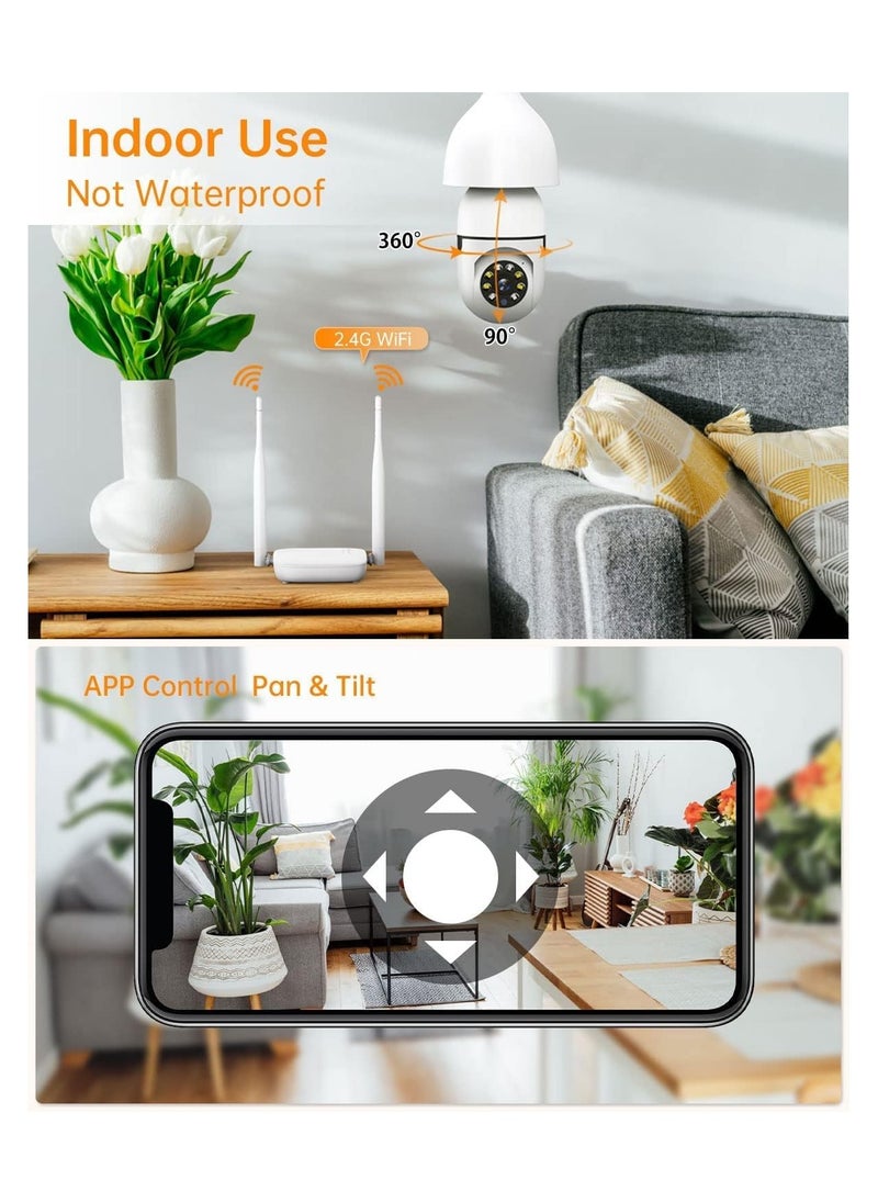 Eworld - Set of 4 Wireless Waterproof Light Bulb Cameras with 360 Degree E27 Bulbs, 128GB Memory Cards, Human Motion Detection, and Alarm, Advanced Outdoor Surveillance Security Cameras for Home. - Image 1