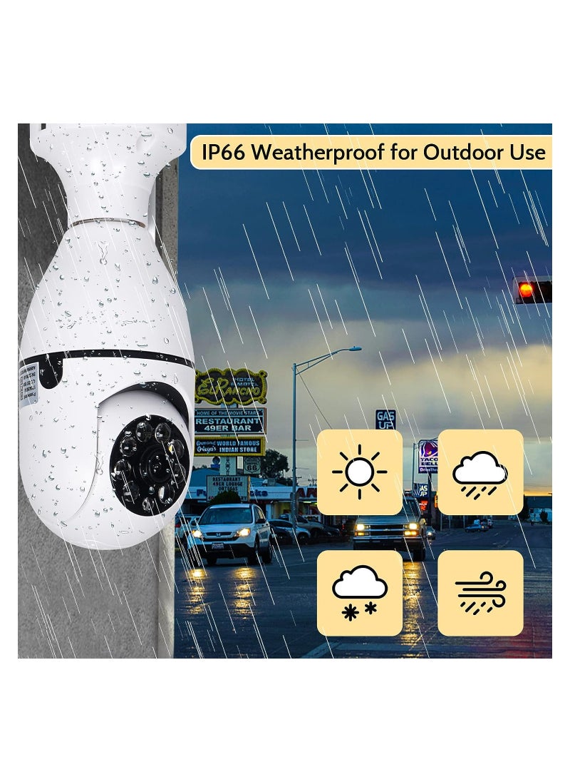 Eworld - Set of 4 Wireless Waterproof Light Bulb Cameras with 360 Degree E27 Bulbs, 128GB Memory Cards, Human Motion Detection, and Alarm, Advanced Outdoor Surveillance Security Cameras for Home. - Image 1