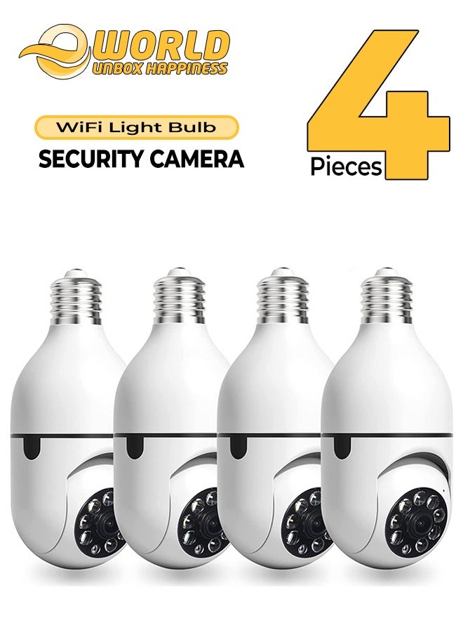 Eworld - Set of 4 Wireless Waterproof Light Bulb Cameras with 360 Degree E27 Bulbs, 128GB Memory Cards, Human Motion Detection, and Alarm, Advanced Outdoor Surveillance Security Cameras for Home. - Image 1
