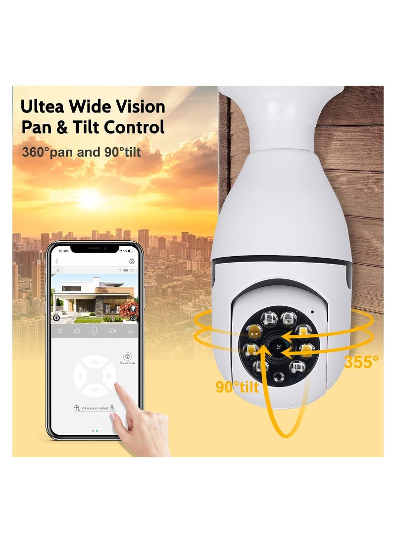 Eworld - Set of 4 Wireless Waterproof Light Bulb Cameras with 360 Degree E27 Bulbs, 128GB Memory Cards, Human Motion Detection, and Alarm, Advanced Outdoor Surveillance Security Cameras for Home. - Image 1