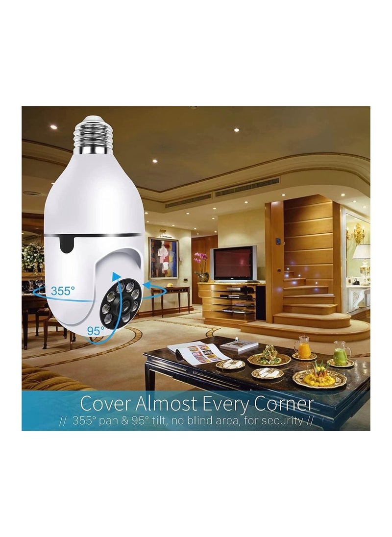 Eworld - Set of 4 Wireless Waterproof Light Bulb Cameras with 360 Degree E27 Bulbs, 128GB Memory Cards, Human Motion Detection, and Alarm, Advanced Outdoor Surveillance Security Cameras for Home. - Image 1
