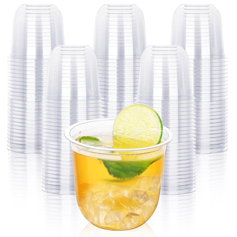 KesaPlan 50 Pcs Disposable Stemless Glasses 12oz Crystal Plastic Wine Glasses Clear Classic Cup for Meeting Weddings Birthdays Cocktail Christmas Party Supplies - Image 1