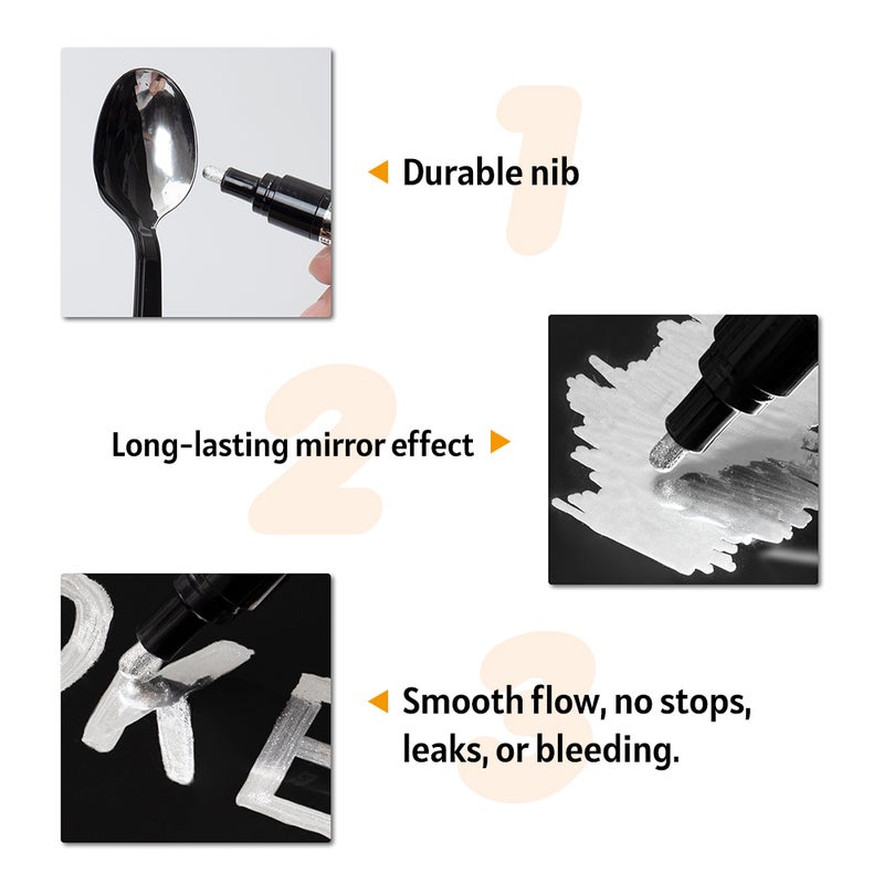 Art Liquid Silver Mirror Chrome Marker Smooth DIY Reflective Paint Pen for DIY Models Graffiti Bottles 3mm - Image 5