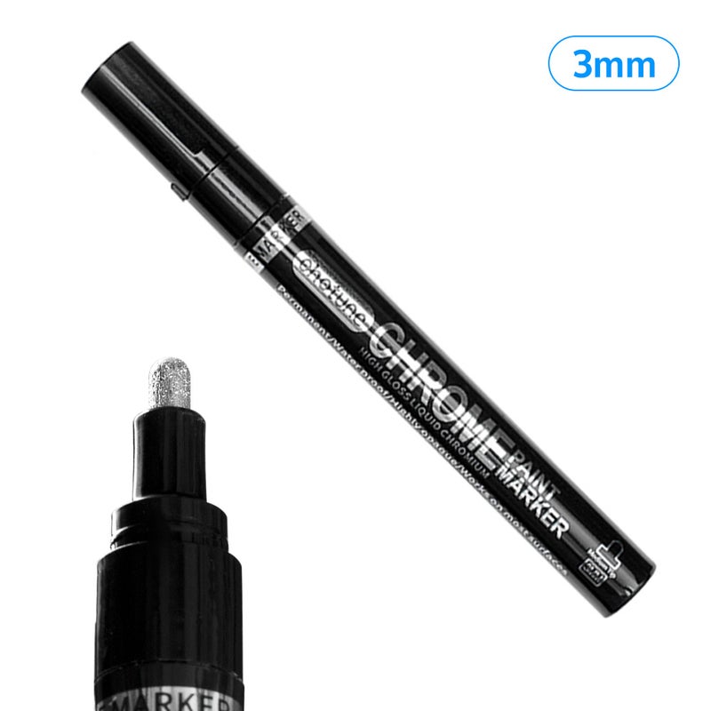 Art Liquid Silver Mirror Chrome Marker Smooth DIY Reflective Paint Pen for DIY Models Graffiti Bottles 3mm - Image 1