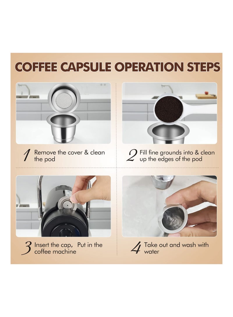 NIBEMINENT Reusable Coffee Capsule, Refillable Pod Stainless Steel, Espresso Pods Refill Kit, Compatible With Nespresso Original Line Only - Image 3