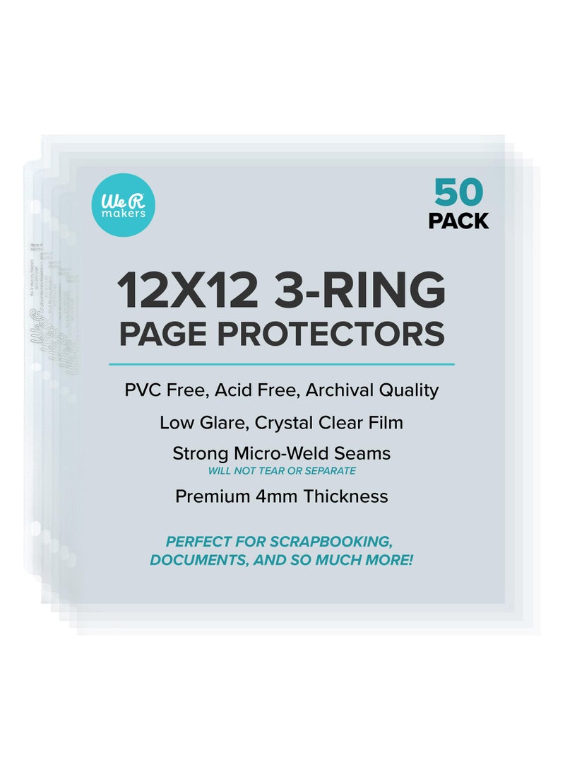We R Memory Keepers We R Memory Keepers, Page Protector Sleeve Set,12 x 12, Includes 50 Pages, Non-Glare, Compatible with Most 3 Ring Albums, Perfect for Scrapbooking, Document Storage and More  - Image 1