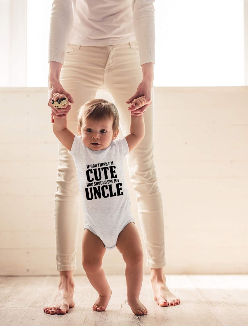 CBTwear If You Think I'm Cute You Should See My Uncle Baby Bodysuit - Cute Girl Boy Newborn Humor Clothes (6 Months, Heather Grey) - Image 3