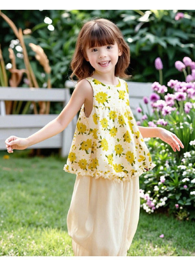 DEESHA Pastoral Floral Top + Culottes】infant And Toddler Girl's Two-piece Set For Spring And Autumn - Image 1
